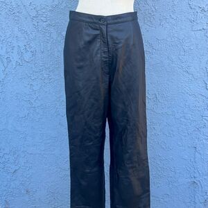 Black Leather Pants 8 Tall Straight Leg High Rise 28 x 32 Mixit